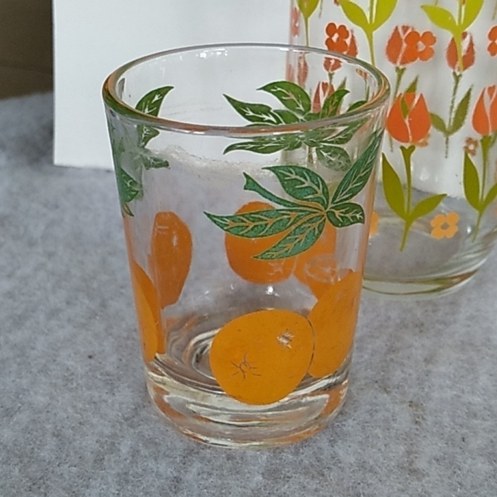 Vintage 1960s 1970s juice tea glasses farmhouse shabby chic boho - Picture 3 of 7